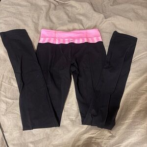 OG lululemon full length leggings with pink printed band size 4